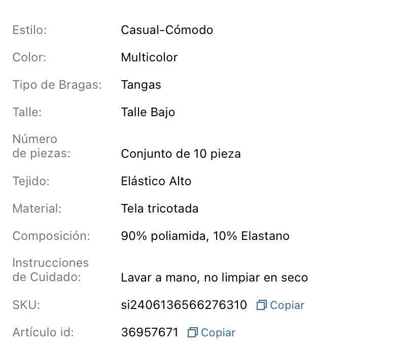 12 piezas de hebilla de metal para ropa interior tipo tanga de mujeres