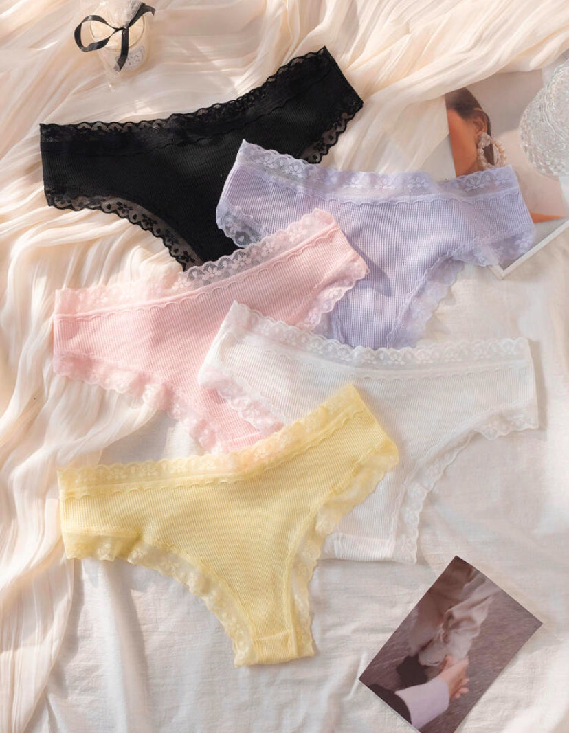 5 piezas Bragas con encaje en contraste