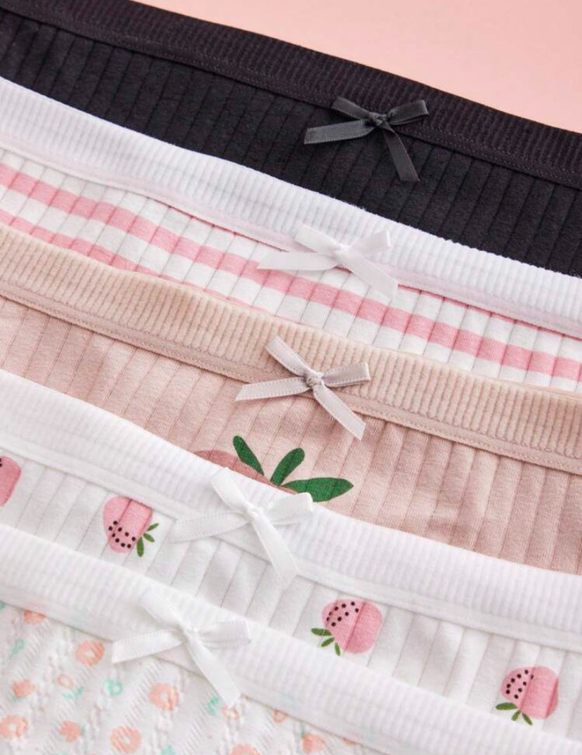 5 piezas de ropa interior sexy y colorida al azar con diseños de estampados en algodón