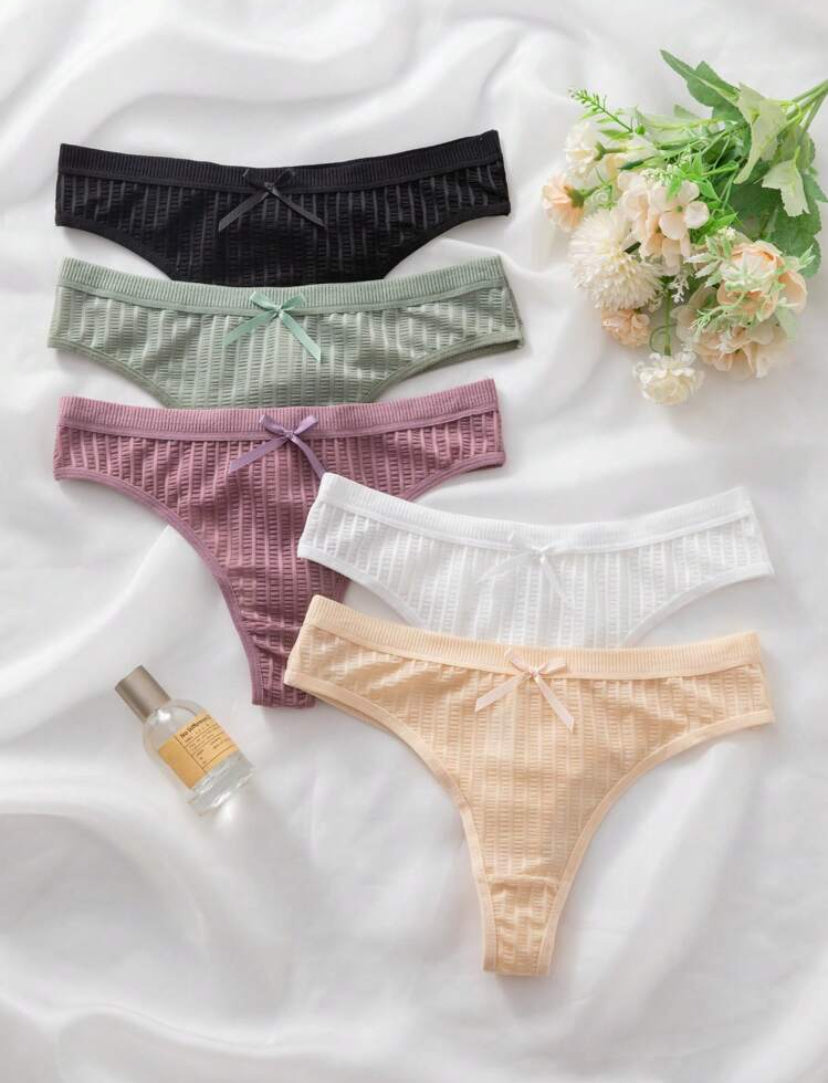 5 piezas Tanga sin costuras sexy de mujer con mariposas de colores múltiples, ropa interior cómoda para uso diario