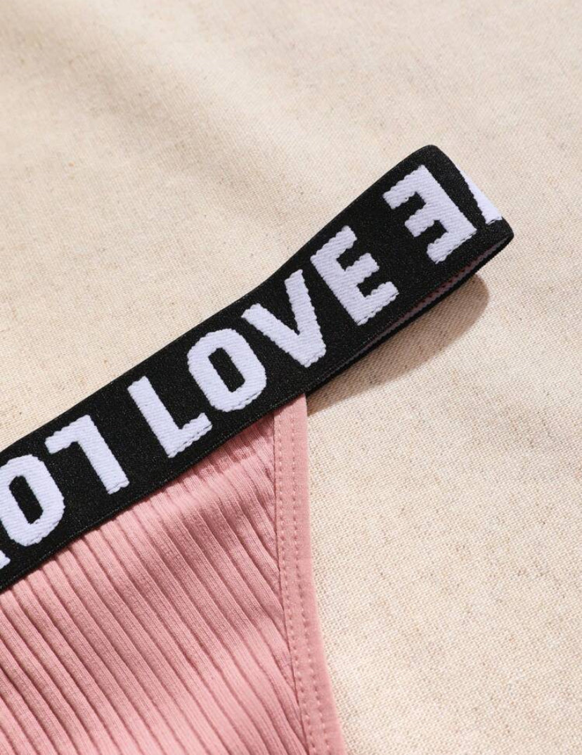 Conjunto de ropa interior femenina LOVE con correa, 6 piezas algodón