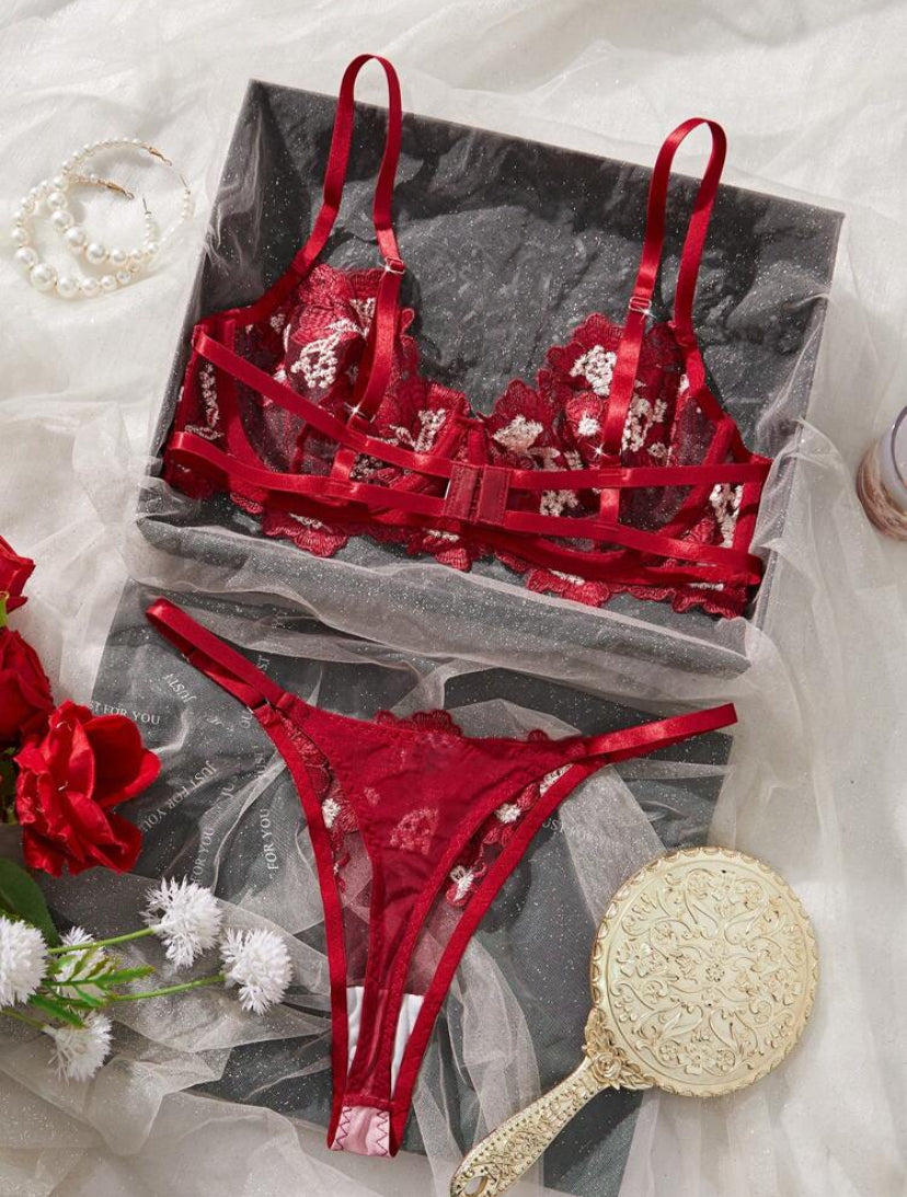 2 piezas Conjunto de lencería sexy multicolor para mujer