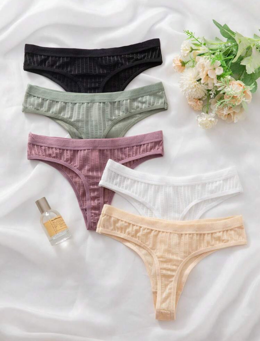 5 piezas Tanga sin costuras sexy de mujer con mariposas de colores múltiples, ropa interior cómoda para uso diario
