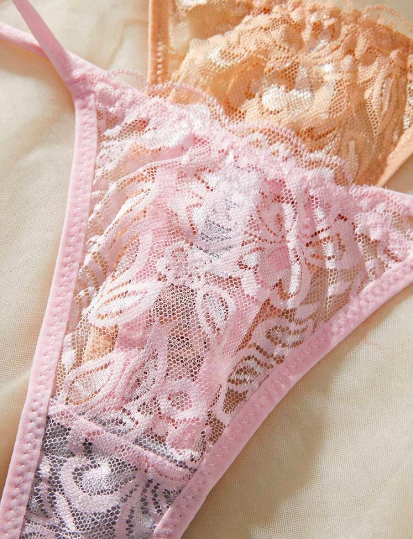 Set de 10 tangas de encaje minimalistas y sexys para mujeres