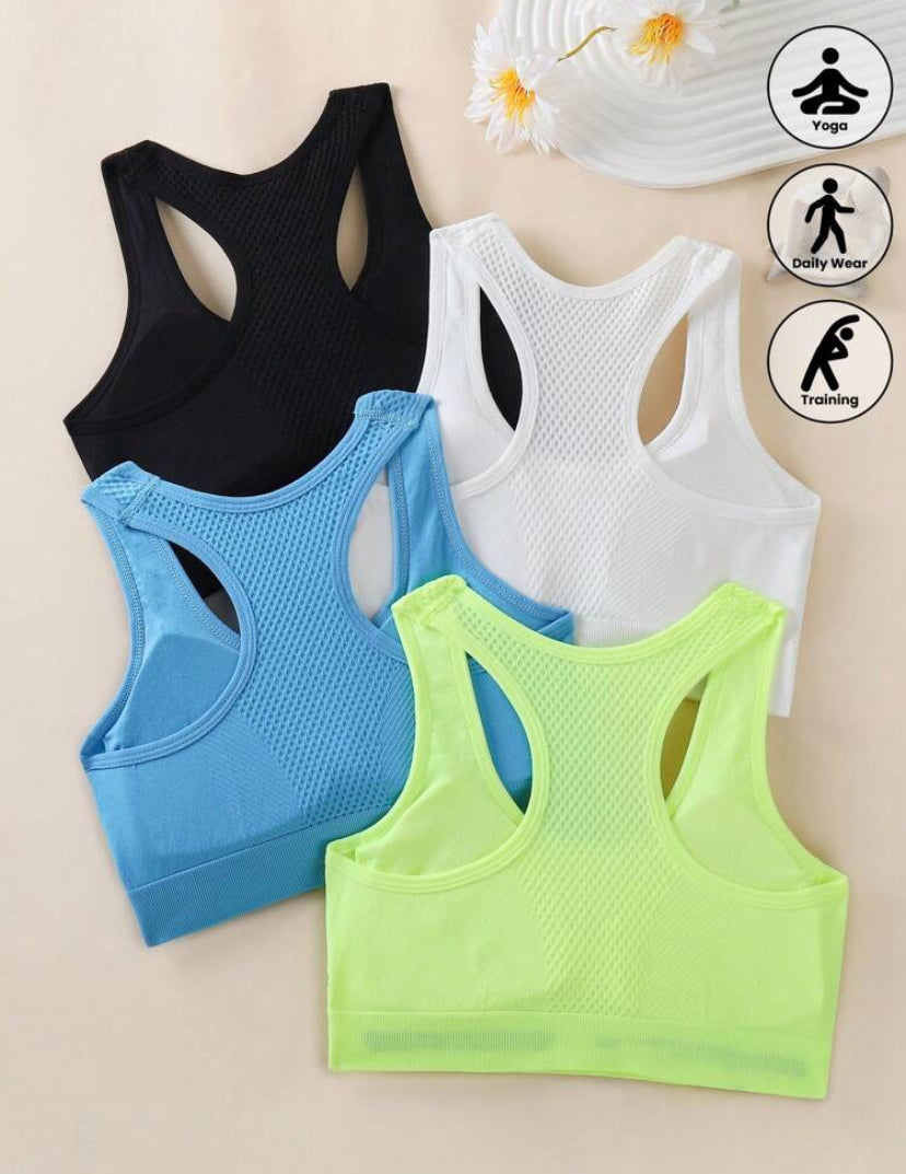 Set de 4 tops de sujetador deportivo con espalda cruzada para mujeres, para fitness, yoga, entrenamiento y uso casual al aire libre