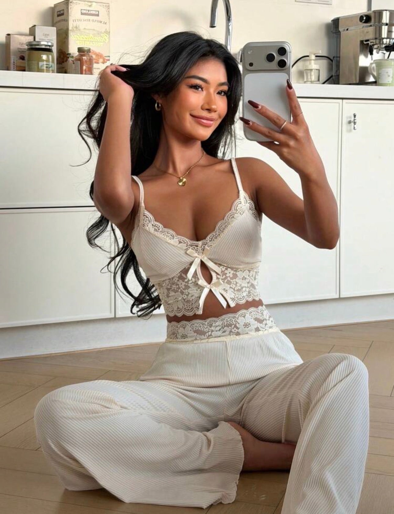 Conjunto de pijama con lazo, ropa de dormir de verano