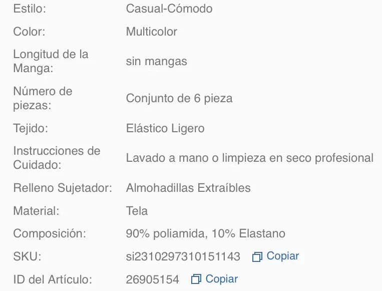 Tops Color Sólido Para Mujer Para Ropa Interior Paquete x 6