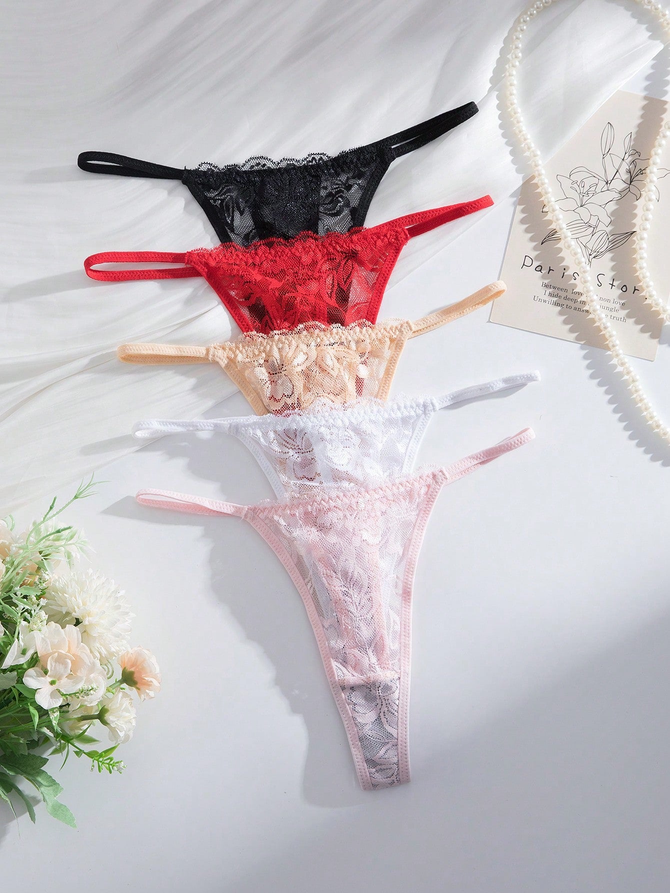 Conjunto De 5 Tangas Sexys De Encaje Para Mujeres Ropa Interior Sexy conjunto-de-5-tangas-sexys-de-encaje-para-mujeres-ropa-interior-sexy