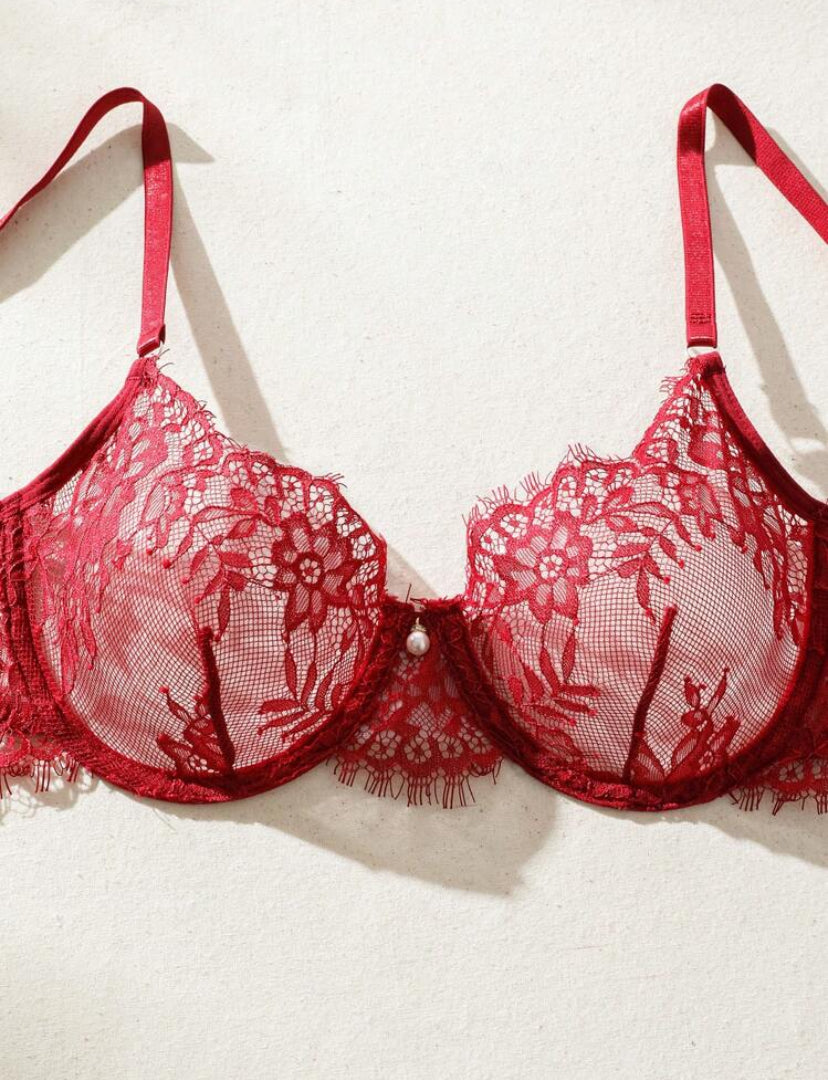 Set de lencería con encaje floral con aro
