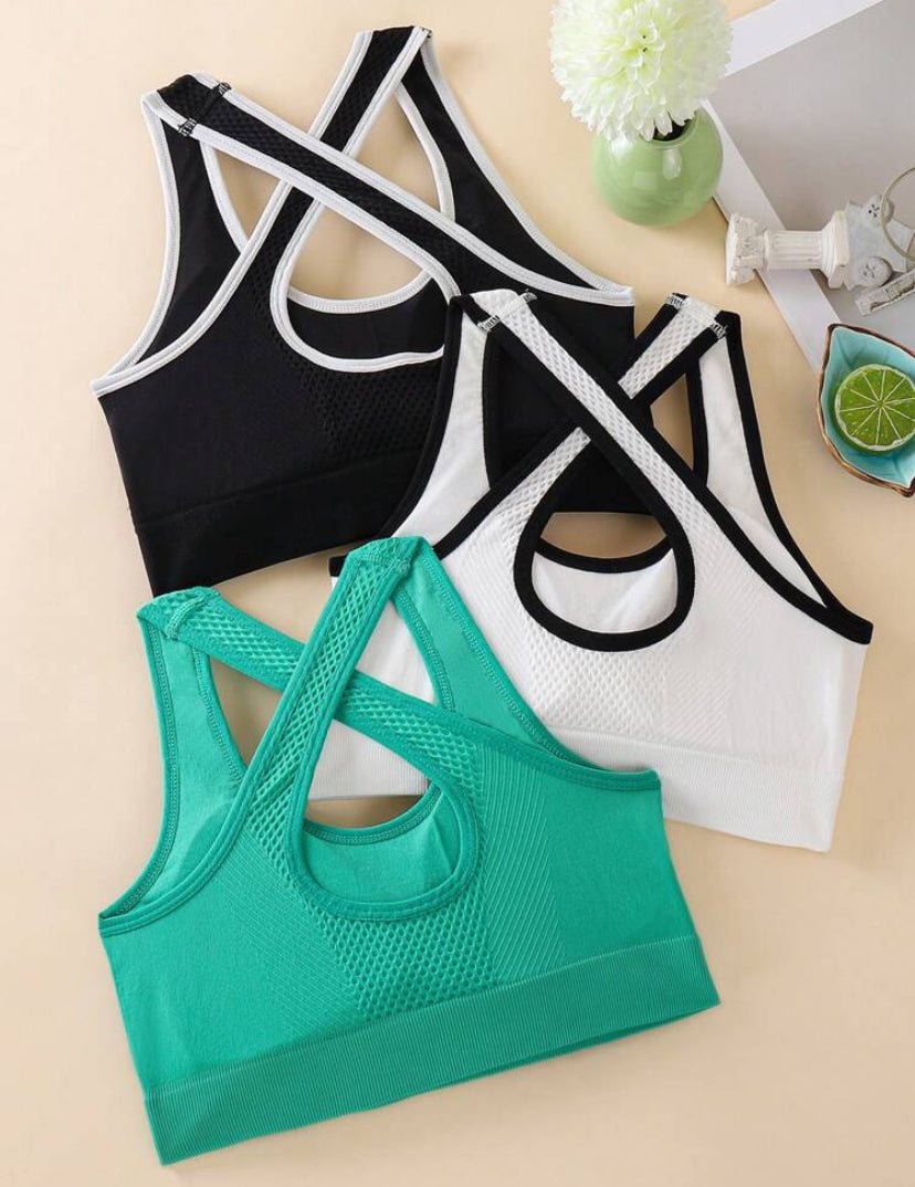 Set de 3 sujetadores deportivos para mujer con tirantes cruzados, adecuados para yoga, fitness y correr, pueden usarse como ropa exterior