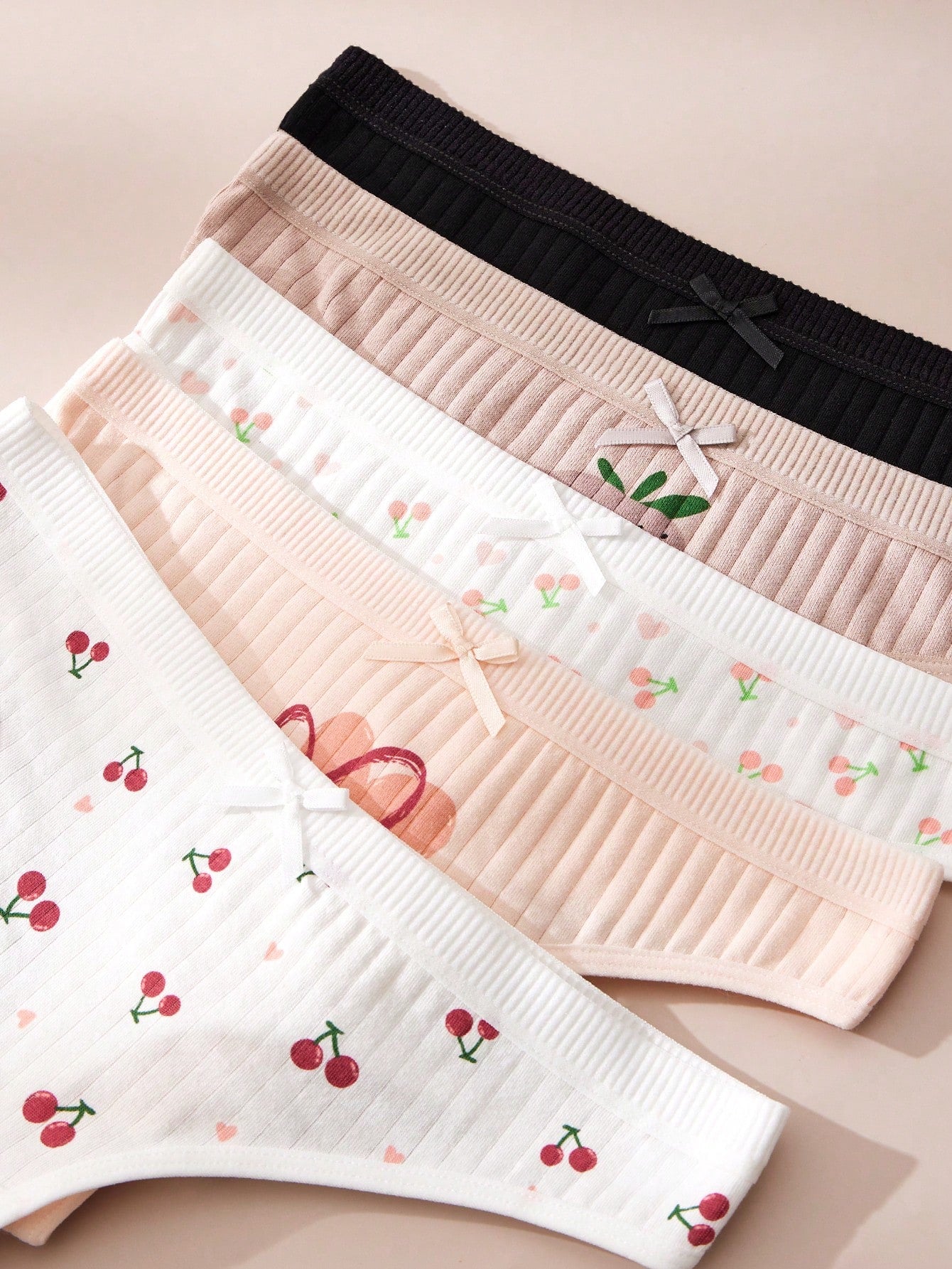 5 piezas Bragas minimalistas y lindas de algodón para mujer, tanga con bordado floral en relieve