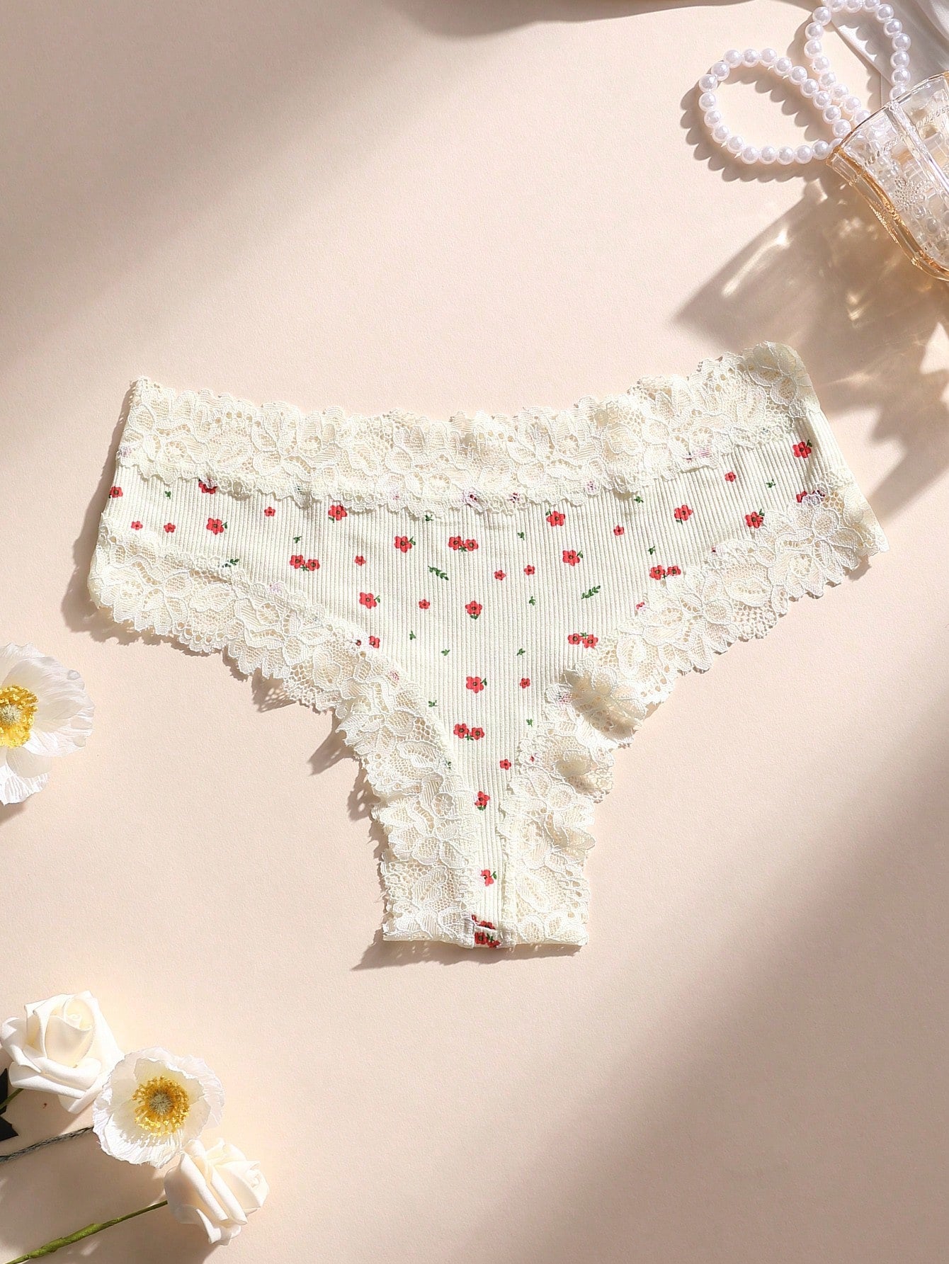 Paquete de 5 bragas tipo tanga de mujer con encaje y parches, suaves, transpirables y cómodas, adecuadas para yoga, deportes y uso diario