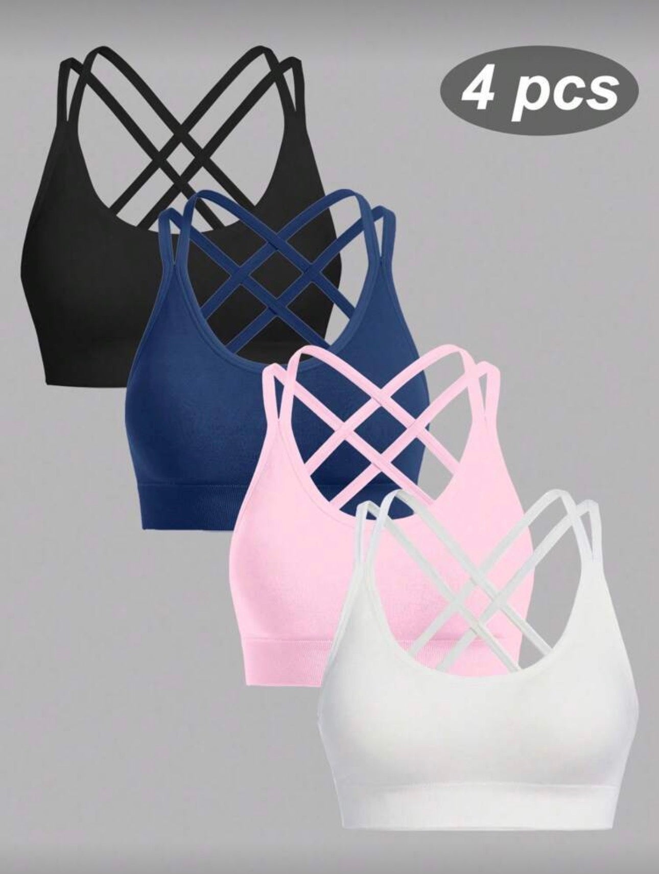 Sujetador deportivo sin costuras y sin espalda, de alta elasticidad x4