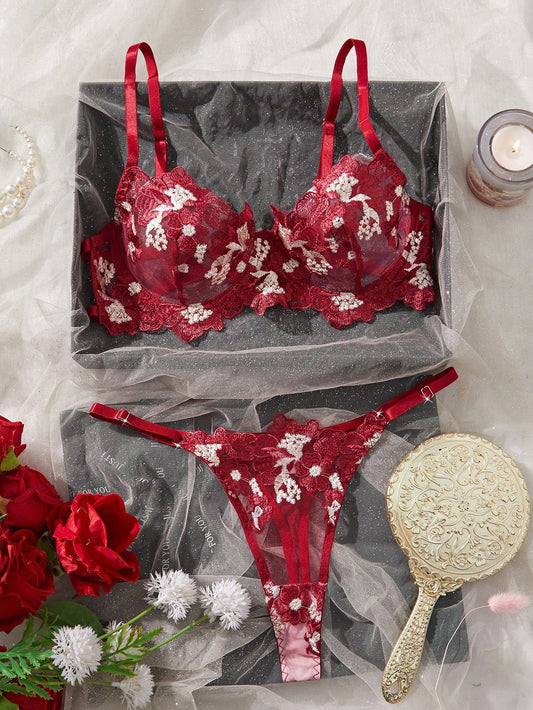 2 piezas Conjunto de lencería sexy multicolor para mujer