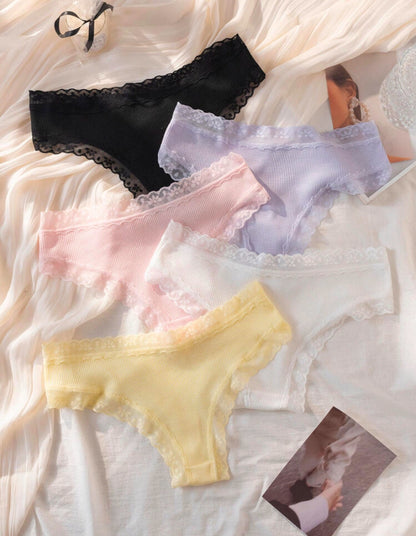 5 piezas Bragas con encaje en contraste