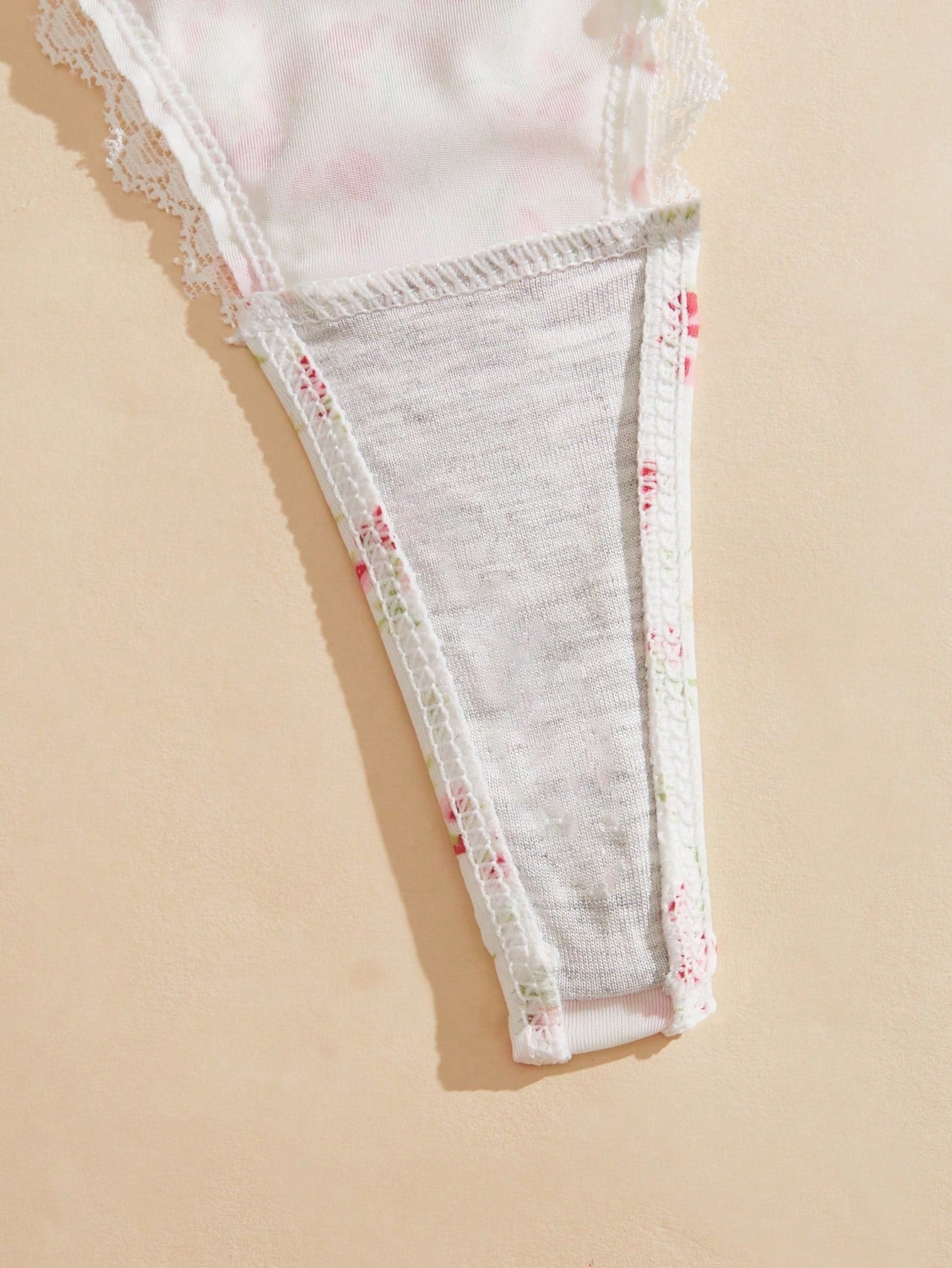 7 piezas/Set Bragas tipo tanga con patchwork de encaje para mujer