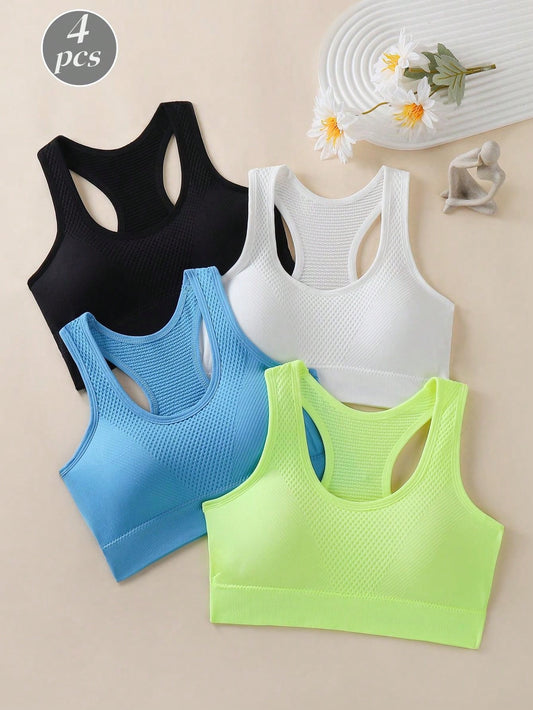 Set de 4 tops de sujetador deportivo con espalda cruzada para mujeres, para fitness, yoga, entrenamiento y uso casual al aire libre
