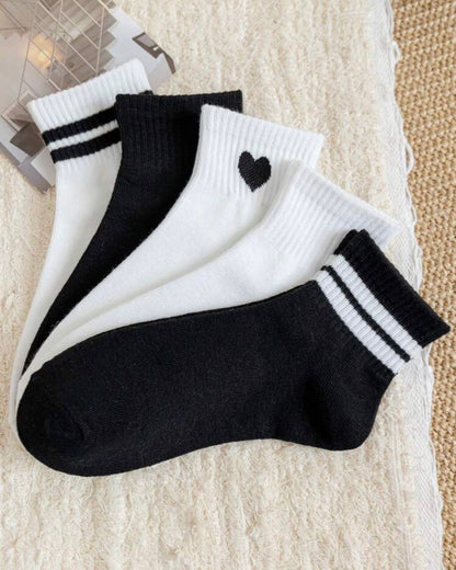 5 pares de calcetines versátiles a media pantorrilla, de estilo casual y minimalista