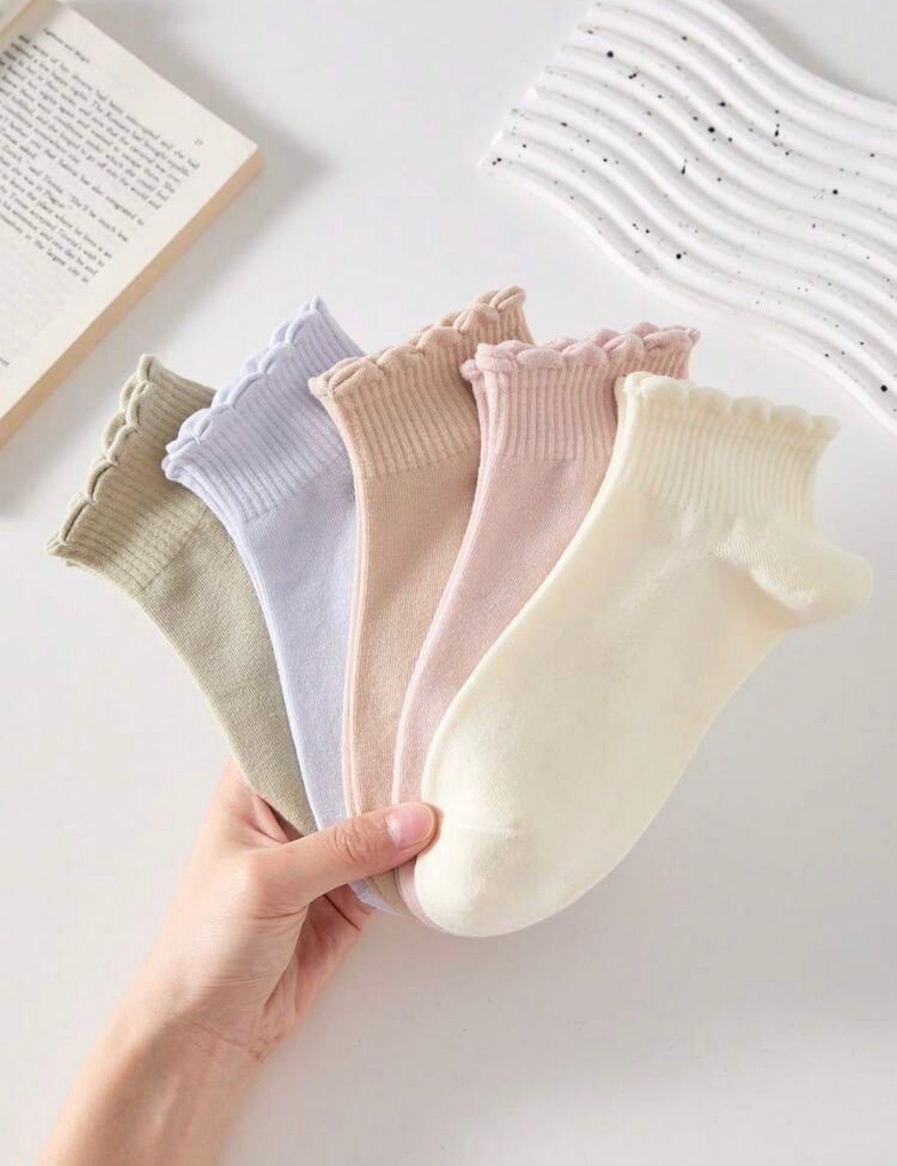 5 pares de calcetines cortos de mujer con diseño acanalado y encaje, antideslizantes, cómodos y transpirables, adecuados para todas las estaciones, para deportes y ocio