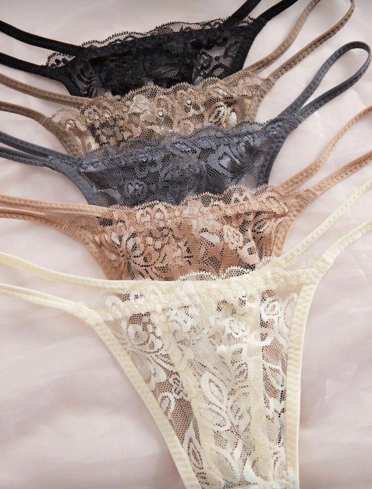 Set de 5 piezas de bragas de encaje sexy para mujer, pantis cómodos