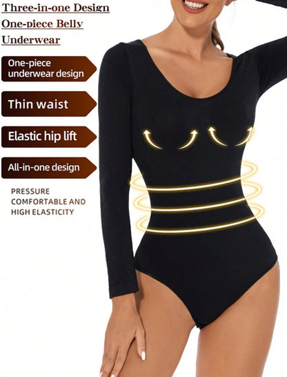 Conjunto de 2 piezas para mujer: Body de manga larga con diseño de slimming, ajustado al Body.