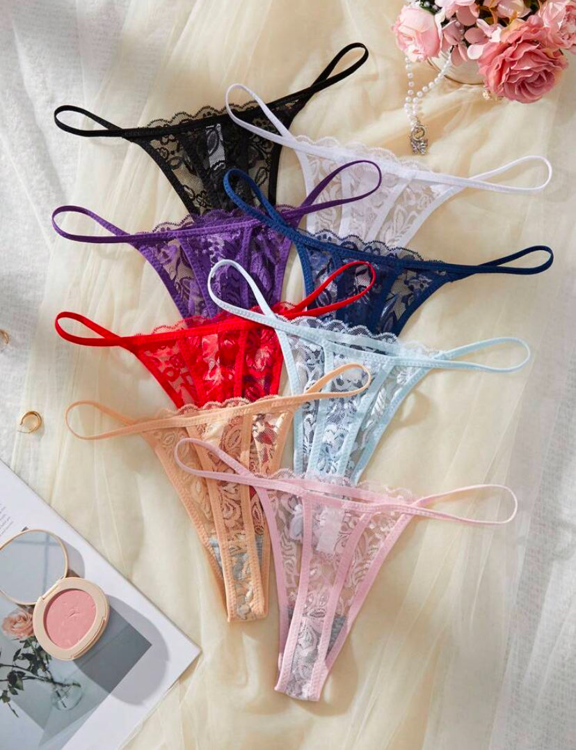 Set de 10 tangas de encaje minimalistas y sexys para mujeres