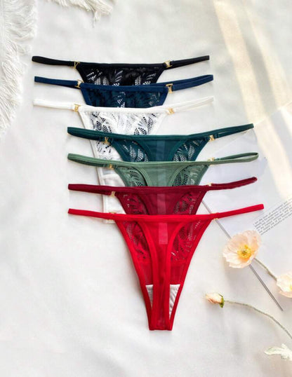 7 Unids/set Bragas De Tanga De Encaje Sin Costuras Para Mujer Con Diseño De Retales