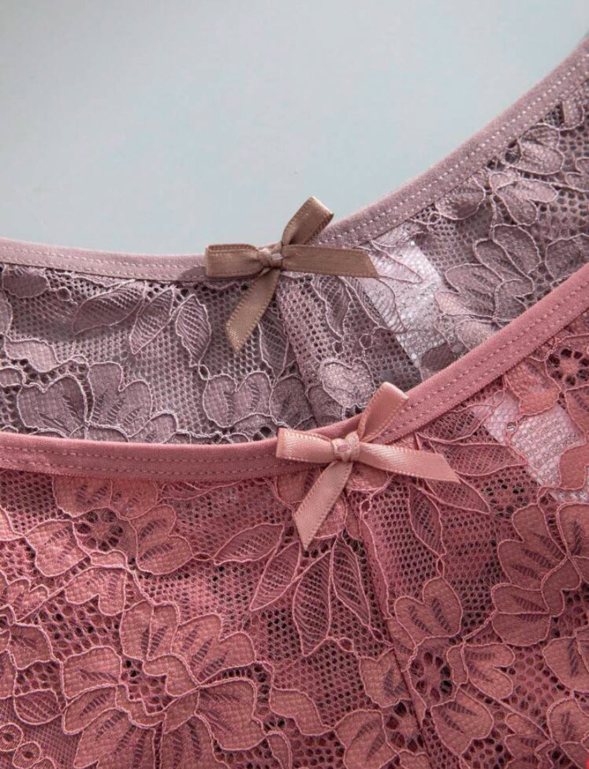 12 piezas/Paquete Bragas elegantes y cómodas con ribete de encaje para mujeres