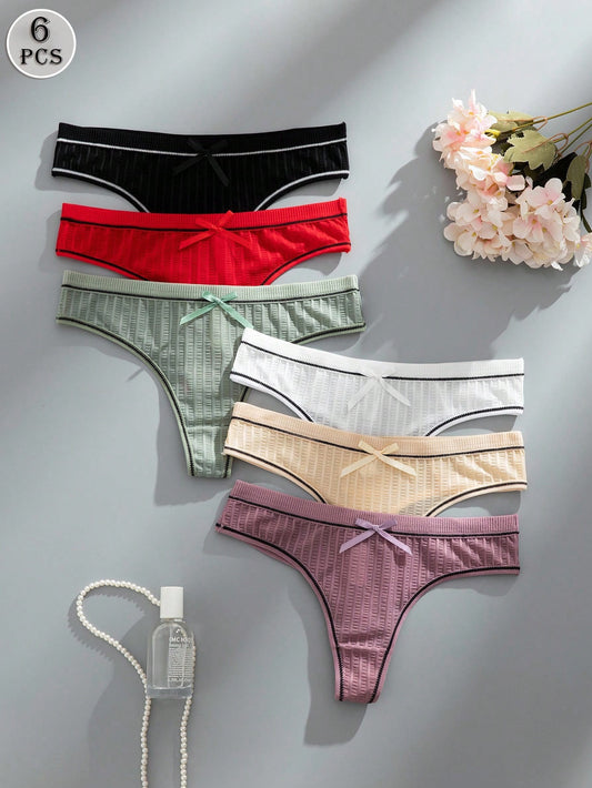 6 piezas Tanga sin costuras sexy de mujer con mariposas de colores múltiples, ropa interior cómoda para uso diario