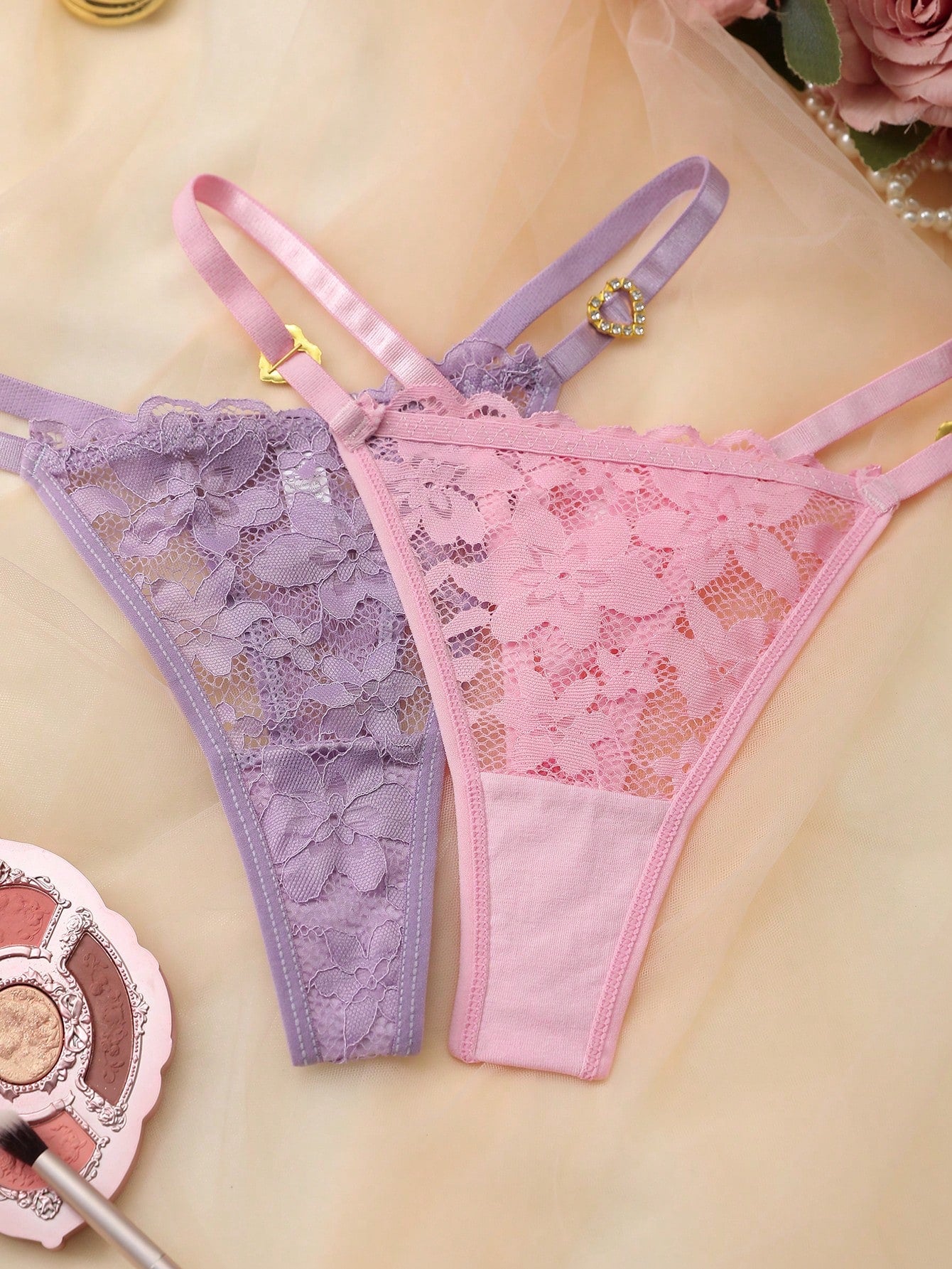 8 piezas de bragas tipo tanga de mujer con entredós transpirable y parches