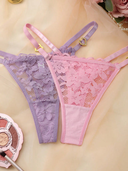 8 piezas de bragas tipo tanga de mujer con entredós transpirable y parches