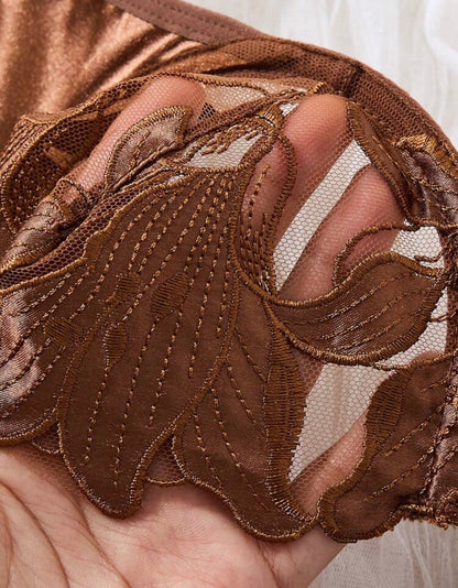 Conjunto x 3 de dos piezas de sujetador para mujer con diseño bordado de flor de lirio en forma de corazón suave panty graduable.