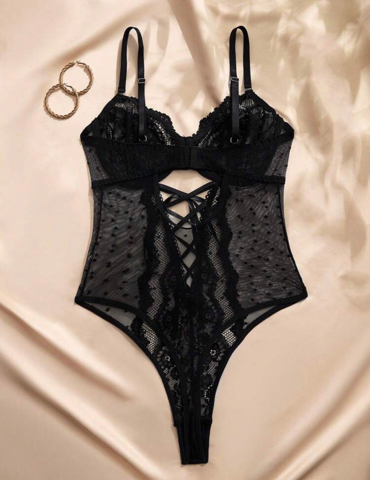 Body romántico de encaje con lunares sexy y estilo francés para mujeres