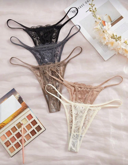 Set de 5 piezas de bragas de encaje sexy para mujer, pantis cómodos