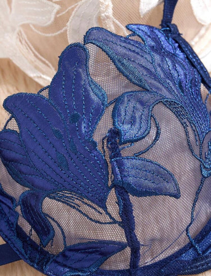 Conjunto x 3 de dos piezas de sujetador para mujer con diseño bordado de flor de lirio en forma de corazón suave panty graduable.