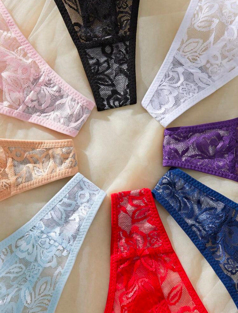 Set de 10 tangas de encaje minimalistas y sexys para mujeres