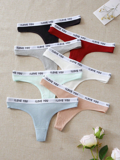 7 piezas Set bragas con slogan cinta cintura