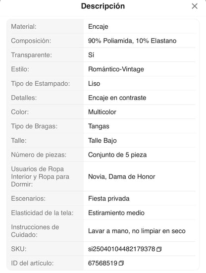 Set de 5 piezas de bragas de encaje sexy para mujer, pantis cómodos