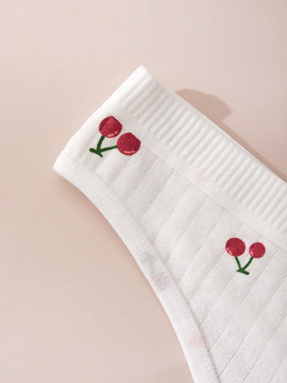 5 piezas Bragas minimalistas y lindas de algodón para mujer, tanga con bordado floral en relieve