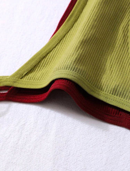 Set de 12 bragas tipo tanga acanaladas de colores variados para mujer