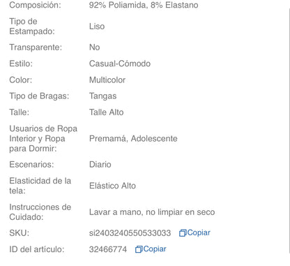 7 piezas Bragas unicolor de canalé