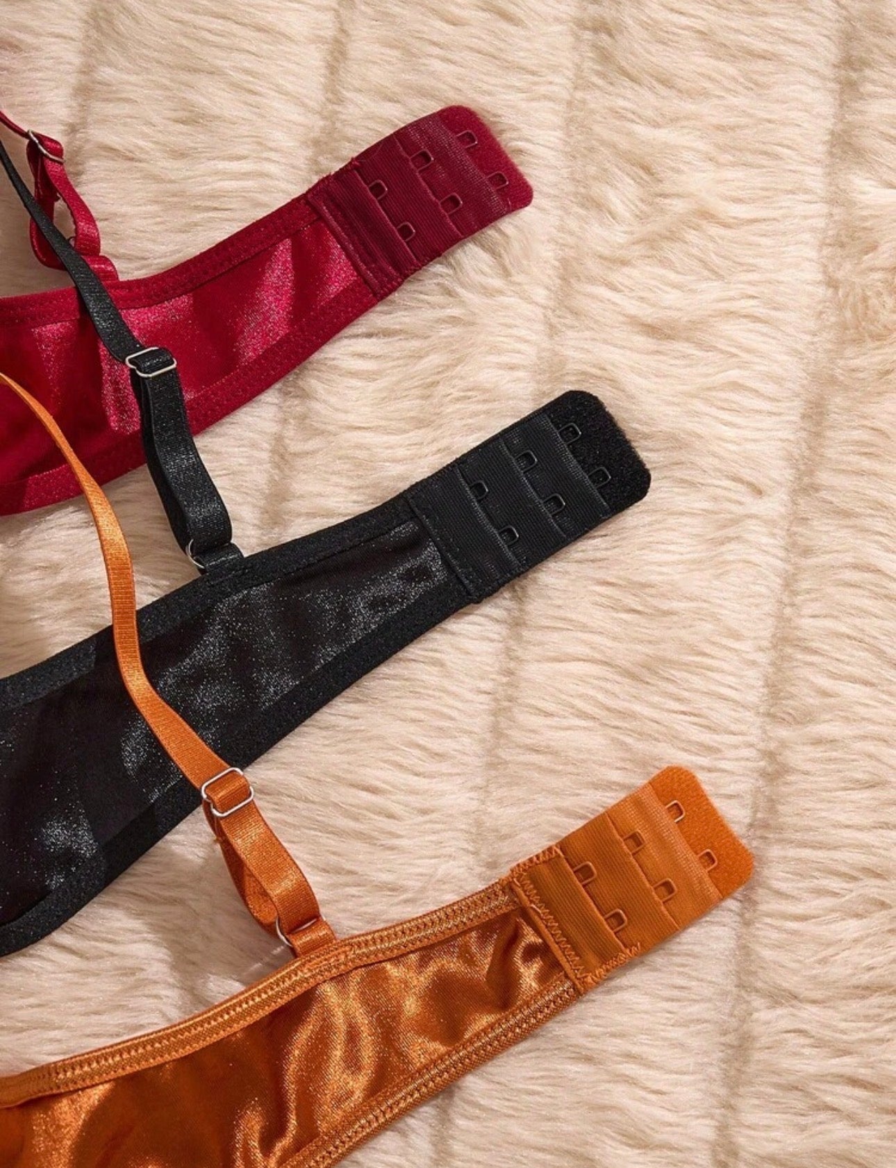 Conjunto x 3 de dos piezas de sujetador para mujer con diseño bordado de flor de lirio en forma de corazón suave panty graduable.