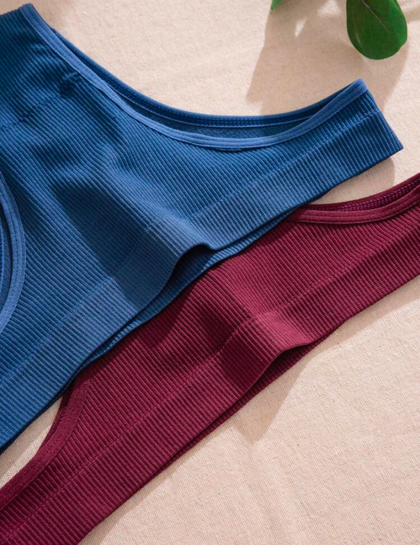 Set de 5 piezas/Paquete de bragas sin costuras de talle súper bajo y cintura moldeada de punto, multicolor
