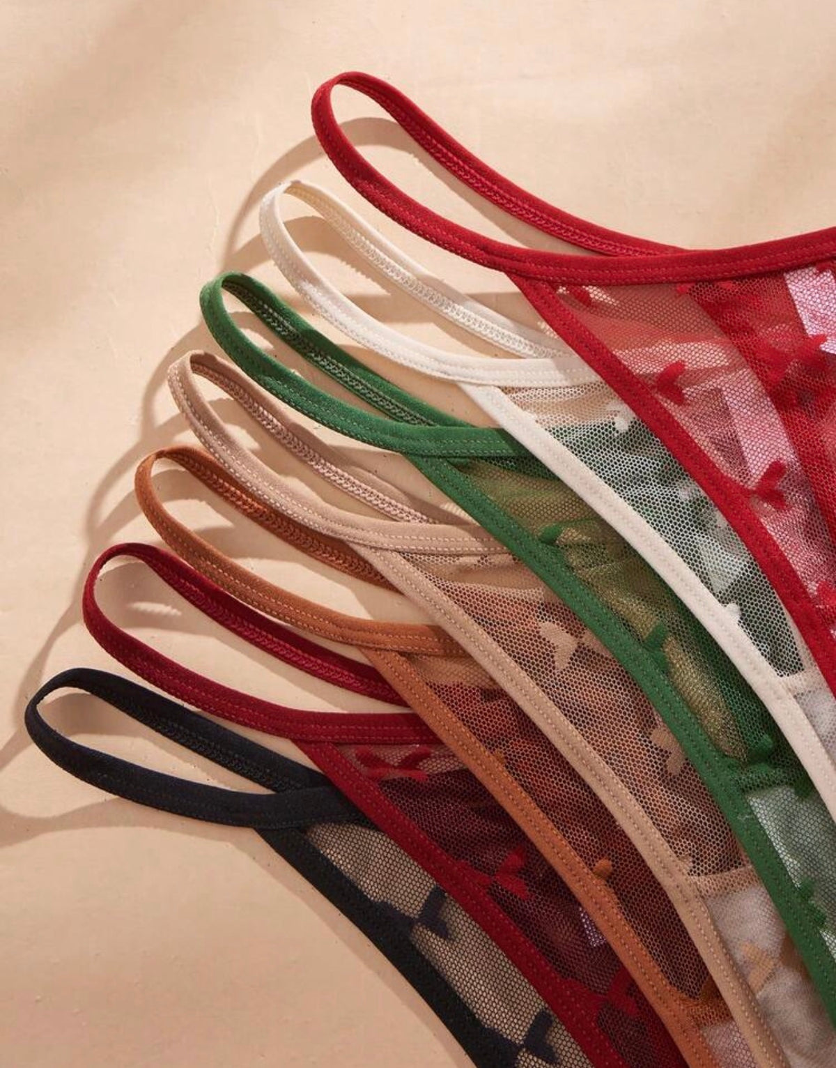 7 piezas/Paquete Bragas Tanga de Encaje Mariposa Refrescante, Sexy Lindo Kawaii Transparente