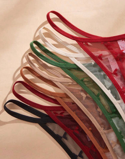 7 piezas/Paquete Bragas Tanga de Encaje Mariposa Refrescante, Sexy Lindo Kawaii Transparente
