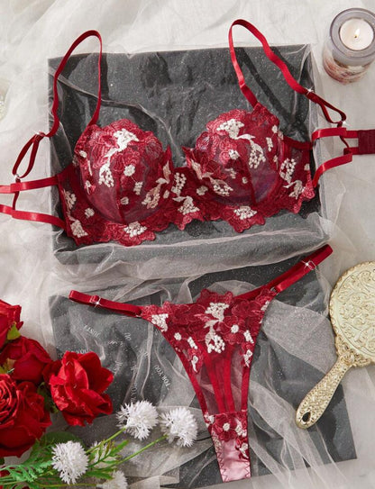 2 piezas Conjunto de lencería sexy multicolor para mujer