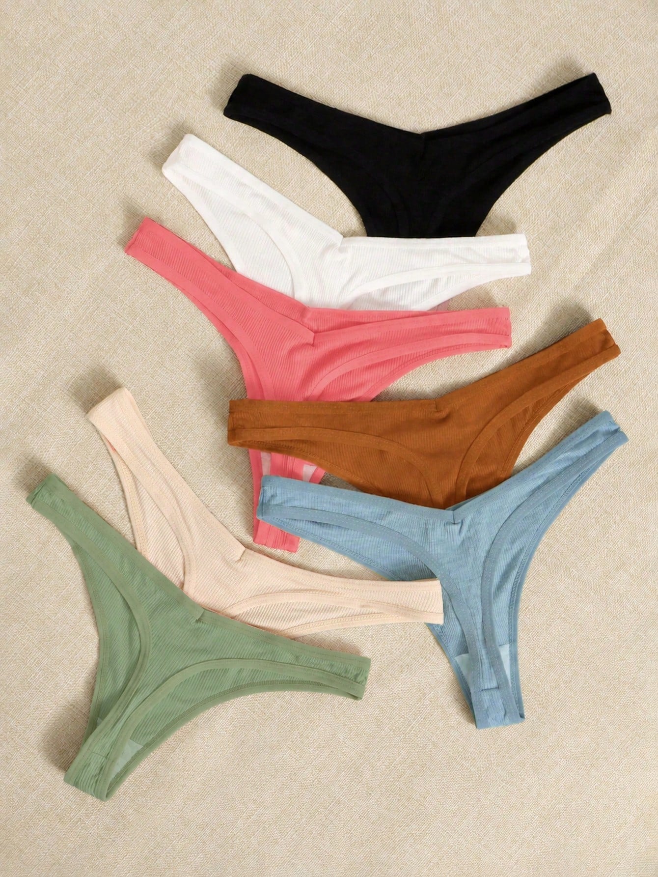 7pcs/Set Bragas tipo tanga sin costuras con estampado de letras para mujer