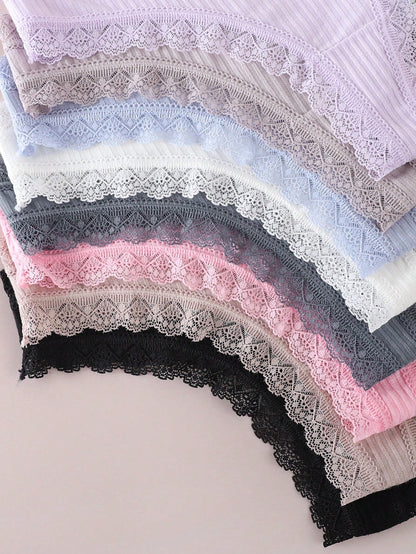 Paquete de 8 tangas de encaje para mujer, ropa interior de encaje versátil y cómoda, tangas de mujer