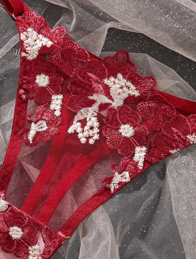 2 piezas Conjunto de lencería sexy multicolor para mujer