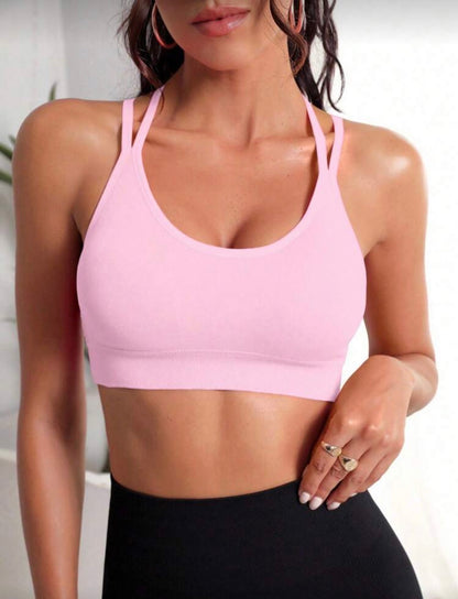 Sujetador deportivo sin costuras y sin espalda, de alta elasticidad x4